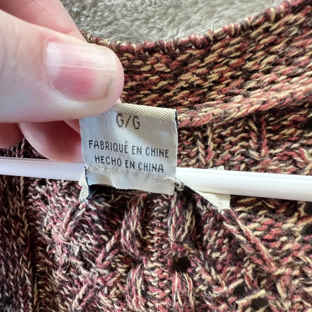 Bob Timberlake Large Maroon‎ Marled Knit Cardigan Button Cottagecore Boho Rustic